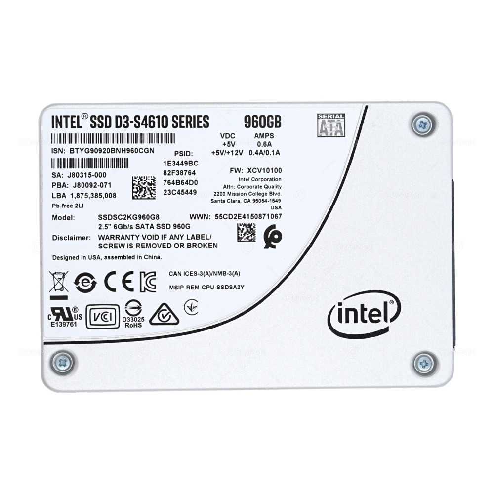 SSDSC2KG960G8 INTEL D3-S4610 SSD 960GB SATA 6G 2.5" SFF